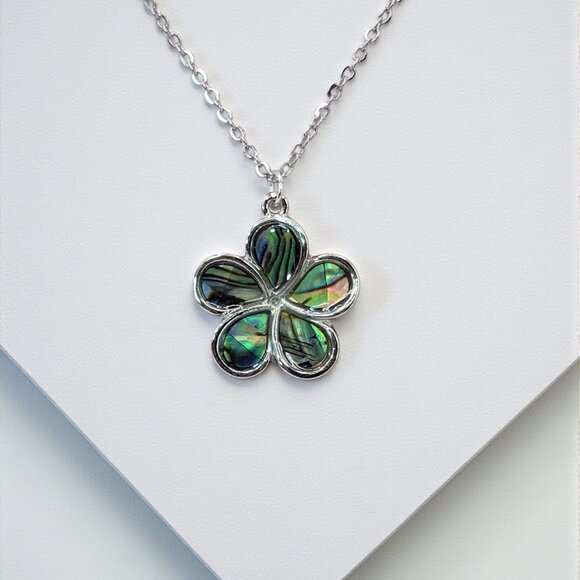 Plumeria Abalone Shell Necklace Paua Shell - Picture 2 of 5